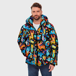Куртка зимняя мужская Космические чудики, цвет: 3D-черный — фото 2