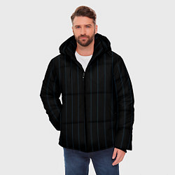 Куртка зимняя мужская Чёрно-синий полосатый, цвет: 3D-черный — фото 2