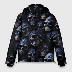 Куртка зимняя мужская Черные металлические черепа, цвет: 3D-черный