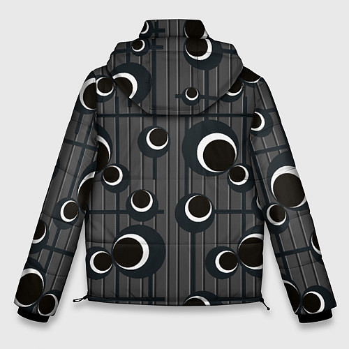 Мужская зимняя куртка Черные и белые круги на сером / 3D-Черный – фото 2