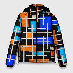Куртка зимняя мужская Разноцветная прямоугольная абстракция, цвет: 3D-черный