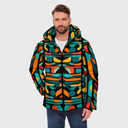 Куртка зимняя мужская Абстрактный красочный паттерн - мода, цвет: 3D-черный — фото 2