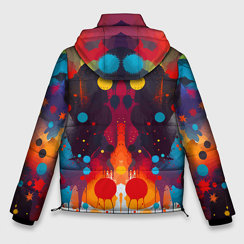 Мужская зимняя куртка Mirrow colorful blots - abstraction - vogue / 3D-Черный – фото 2
