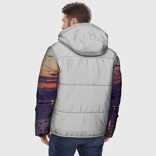 Мужская зимняя куртка Салют в ночном небе / 3D-Светло-серый – фото 4
