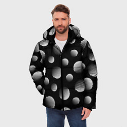 Куртка зимняя мужская Шары в полоску на черном фоне, цвет: 3D-черный — фото 2