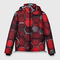 Куртка зимняя мужская Cyber hexagon red, цвет: 3D-светло-серый