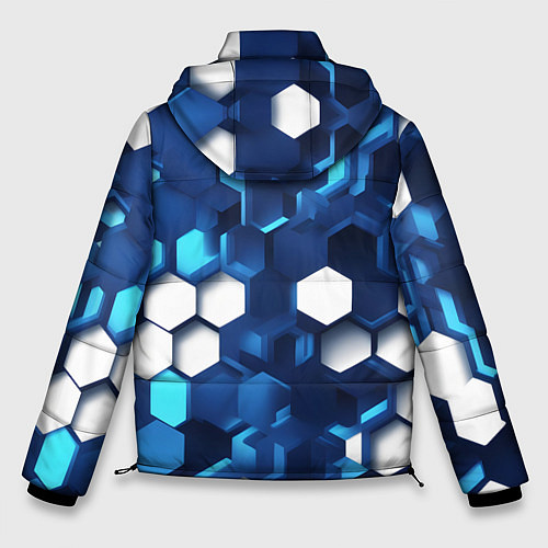 Мужская зимняя куртка Cyber hexagon Blue / 3D-Красный – фото 2