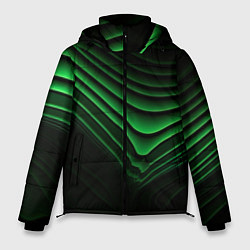 Куртка зимняя мужская Зеленые линии абстракция, цвет: 3D-черный