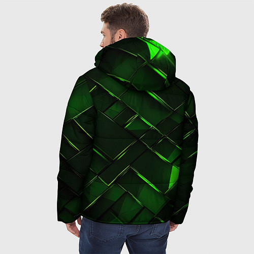 Мужская зимняя куртка Зеленые элементы абстракция / 3D-Светло-серый – фото 4