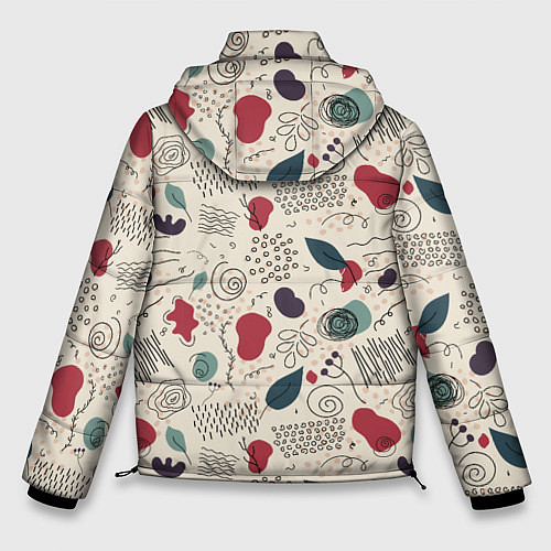 Мужская зимняя куртка Флоральная абстракция с пятнами / 3D-Черный – фото 2
