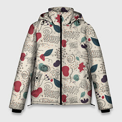 Куртка зимняя мужская Флоральная абстракция с пятнами, цвет: 3D-черный