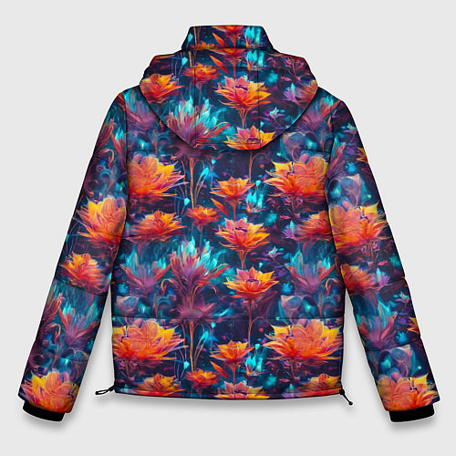 Мужская зимняя куртка Футуристические цветы узор / 3D-Светло-серый – фото 2