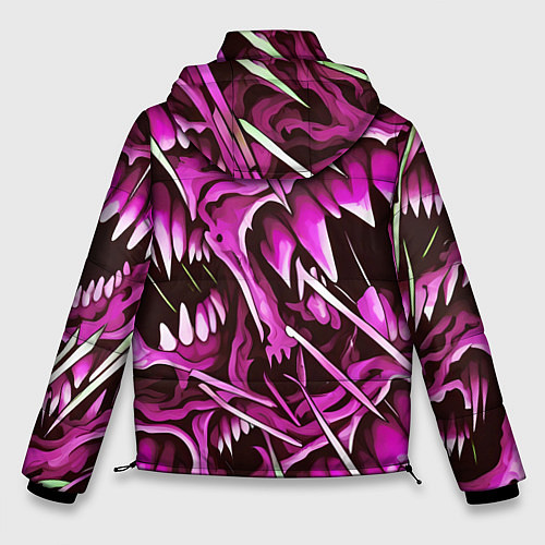 Мужская зимняя куртка Розовые кислотные клыки / 3D-Черный – фото 2