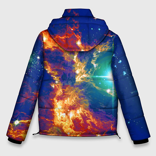 Мужская зимняя куртка Космический лев - неоновое свечение / 3D-Светло-серый – фото 2