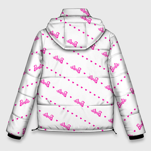 Мужская зимняя куртка Барби паттерн - логотип и сердечки / 3D-Черный – фото 2