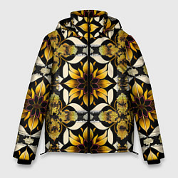 Куртка зимняя мужская Витражная лилия узор, цвет: 3D-красный
