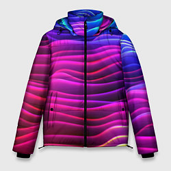Куртка зимняя мужская Синие фиолетовые волны, цвет: 3D-черный