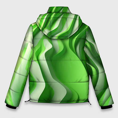 Мужская зимняя куртка Зеленые объемные полосы / 3D-Черный – фото 2
