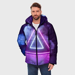 Куртка зимняя мужская Неоновый треугольник в неоновом дыму, цвет: 3D-светло-серый — фото 2