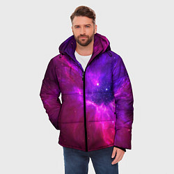 Куртка зимняя мужская Бескрайнее космическое пространство - галактика, цвет: 3D-красный — фото 2