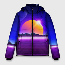 Мужская зимняя куртка Mountains - sun - space - vaporwave