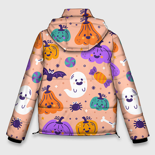 Мужская зимняя куртка Halloween - pumpkins and ghosts / 3D-Красный – фото 2