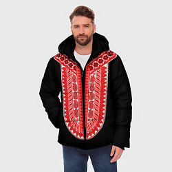 Куртка зимняя мужская Красный орнамент в руском стиле, цвет: 3D-красный — фото 2