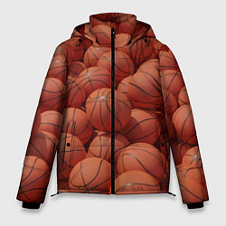 Куртка зимняя мужская Узор с баскетбольными мячами, цвет: 3D-черный
