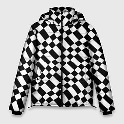 Куртка зимняя мужская Шахматка искажённая чёрно-белая, цвет: 3D-черный