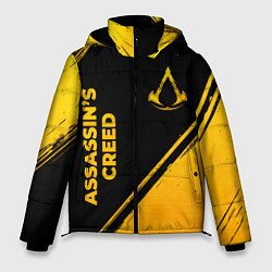 Мужская зимняя куртка Assassins Creed - gold gradient: надпись, символ