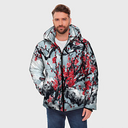 Куртка зимняя мужская Лепестки цветущей вишни - сакура, цвет: 3D-светло-серый — фото 2
