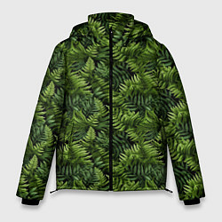 Куртка зимняя мужская Листья папоротника паттерн, цвет: 3D-черный