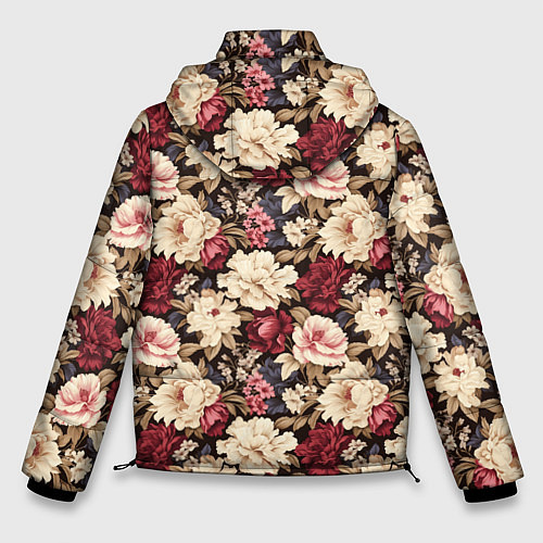 Мужская зимняя куртка Винтажные цветы паттерн / 3D-Черный – фото 2