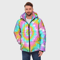 Куртка зимняя мужская Tie-Dye кислотный в стиле барби, цвет: 3D-черный — фото 2