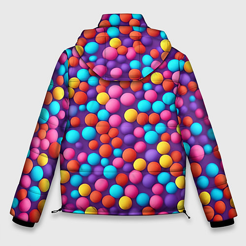 Мужская зимняя куртка Паттерн разноцветные шарики - нейросеть / 3D-Черный – фото 2