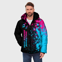 Куртка зимняя мужская JoJo Bizarre Adventure - neon gradient: по-вертика, цвет: 3D-черный — фото 2
