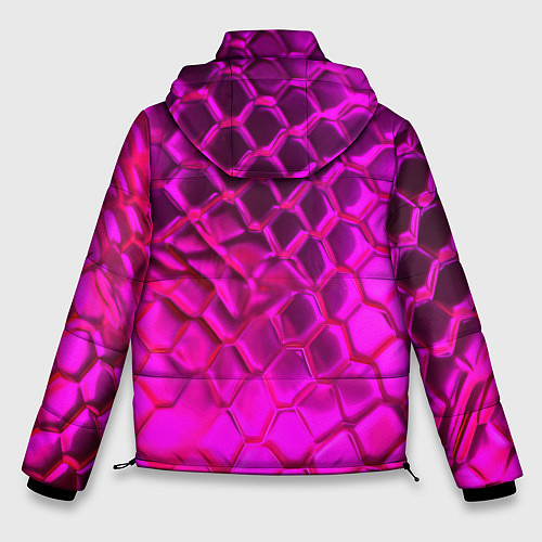 Мужская зимняя куртка Объемные розовые соты / 3D-Черный – фото 2