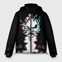 Куртка зимняя мужская Samurai glitch cyberpunk city, цвет: 3D-черный