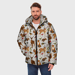 Куртка зимняя мужская Лесные животные, цвет: 3D-красный — фото 2