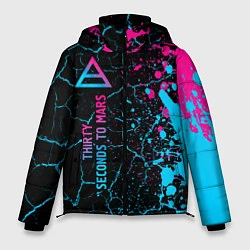 Куртка зимняя мужская Thirty Seconds to Mars - neon gradient: по-вертика, цвет: 3D-черный