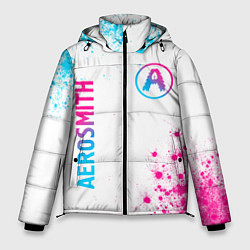 Мужская зимняя куртка Aerosmith neon gradient style: надпись, символ