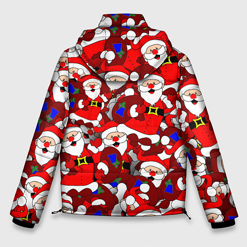 Мужская зимняя куртка Новогодний паттерн с дедами морозами / 3D-Черный – фото 2