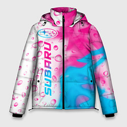Куртка зимняя мужская Subaru neon gradient style: по-вертикали, цвет: 3D-черный