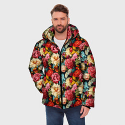 Куртка зимняя мужская Узор из роз и разных цветов, цвет: 3D-светло-серый — фото 2