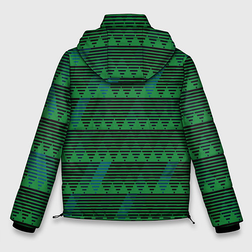 Мужская зимняя куртка Геометрические треугольники тёмно-зелёный / 3D-Черный – фото 2