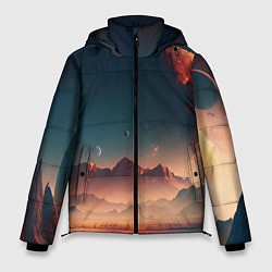 Куртка зимняя мужская Планета в далеком космосе, цвет: 3D-черный