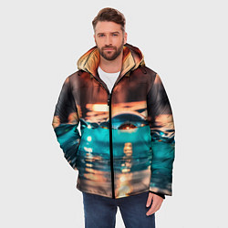 Куртка зимняя мужская Поверхность воды на закате макро, цвет: 3D-черный — фото 2