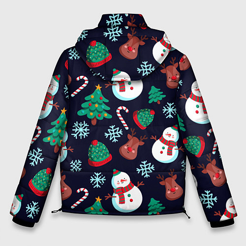 Мужская зимняя куртка Снеговички с рождественскими оленями и елками / 3D-Светло-серый – фото 2