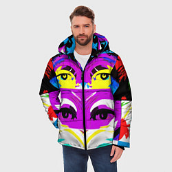 Куртка зимняя мужская Eyes - pop art - neural network, цвет: 3D-красный — фото 2
