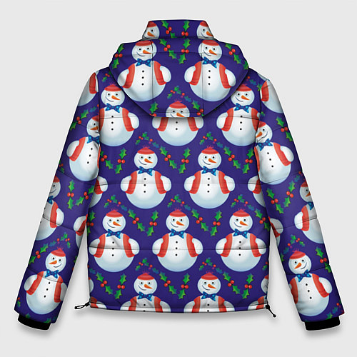 Мужская зимняя куртка Милые снеговики - зимний узор / 3D-Черный – фото 2